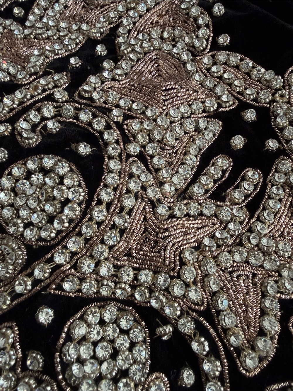Black Velvet Top with Intricate Crystal Embellishment - Picture 3 of 14